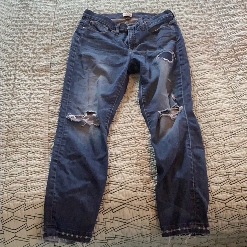 J Crew 9” High-Rise Distressed Jeans
